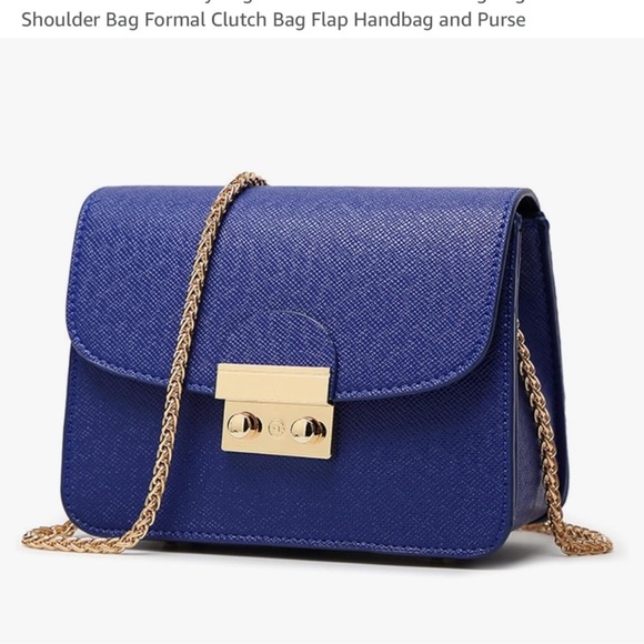 Source Unknown Handbags - Elegant Blue Shoulder Bag with Gold Chain